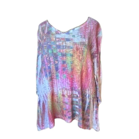 Katina Marie Tops - Katina‎ Marie Lightweight Pastel Abstract Print Tunic Size XS Eclectic Spring